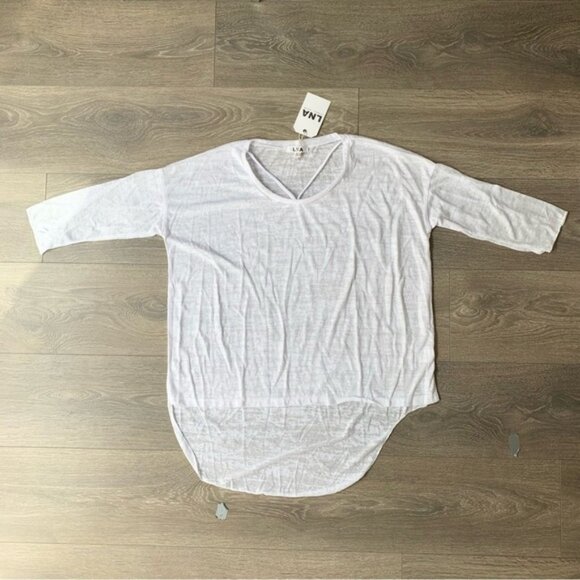 Revolve LNA Cape Strap Tee Top Burnout 3/4 Length Sleeve White Size Small - Picture 5 of 16